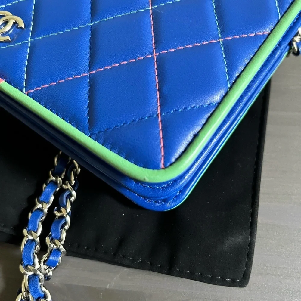 CHANEL Limited Edition Multicolor Lambskin Quilted WOC Wallet On Chain